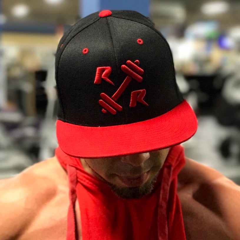 110 and Over Reps Red SnapBack – Rest Black FlexFit