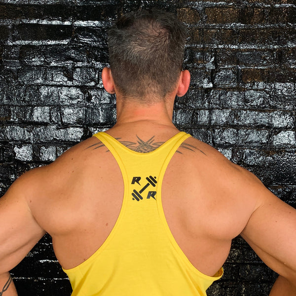 Sweat More Lift Heavier Mens Yellow Stringer - Reps Over Rest