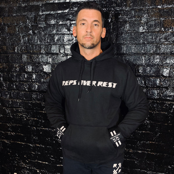 Solid Black Lifting Sweatshirt - Reps Over Rest