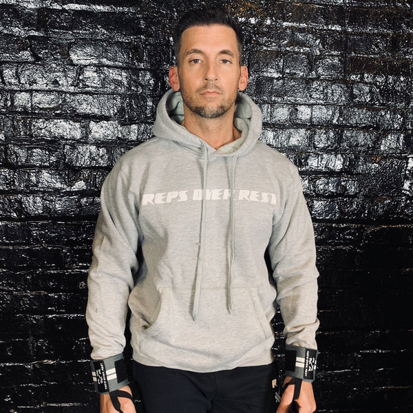 Solid Grey Lifting Sweatshirt - Reps Over Rest