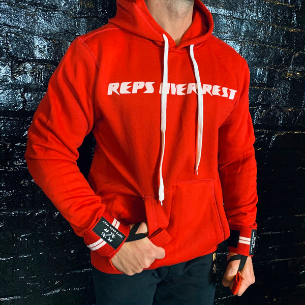 Solid Red Lifting Sweatshirt - Reps Over Rest