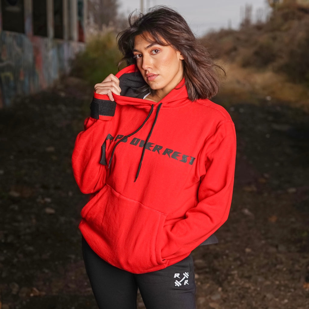 Red & Black Lifting Sweatshirt - Reps Over Rest