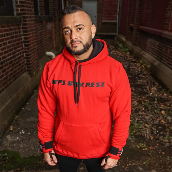 Red & Black Lifting Sweatshirt - Reps Over Rest